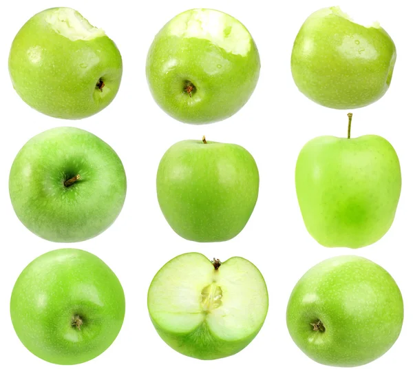 Набор свежих зеленых яблок — стоковое фото