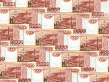 Background of money pile 5000 russian rouble clipart