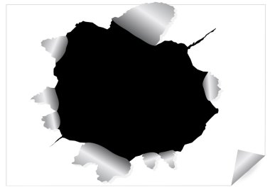 Paper sheet with black ragged hole clipart