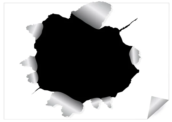 Паперовий лист з чорною отвір з різьбленням — стоковий вектор