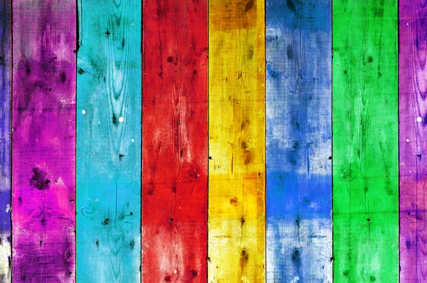 Heldere kleurrijke vintage houten muur — Stockfoto