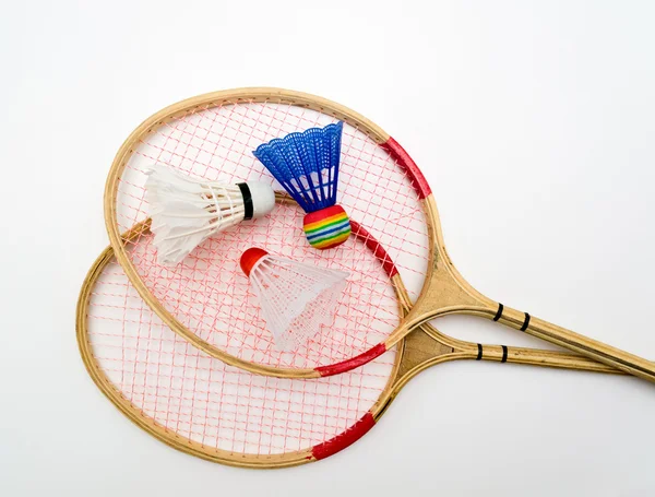 stock image Two rackets for badminton