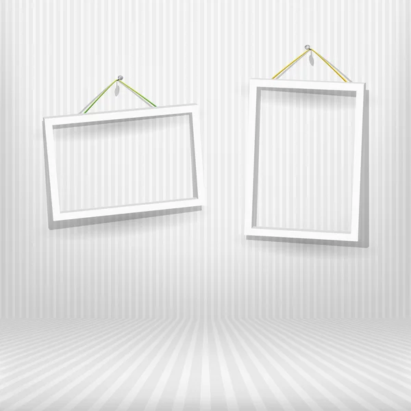 Twee frames in gestreepte kamer — Stockvector