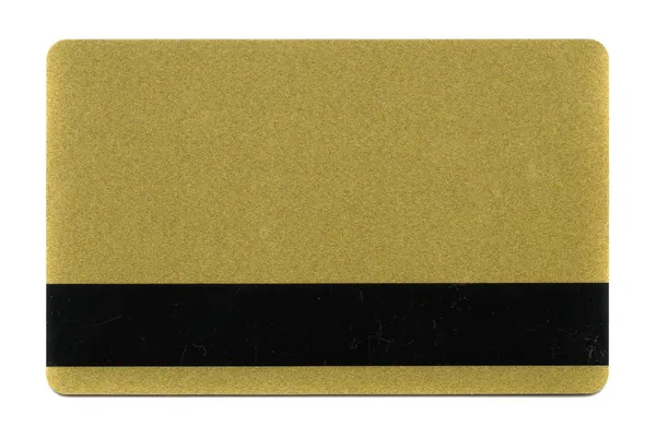 Tarjeta de plástico de oro vacía aislada —  Fotos de Stock