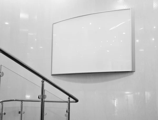Black and white empty billboard in mall — Stockfoto