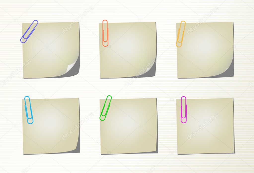 Set vector notepad pages and clips