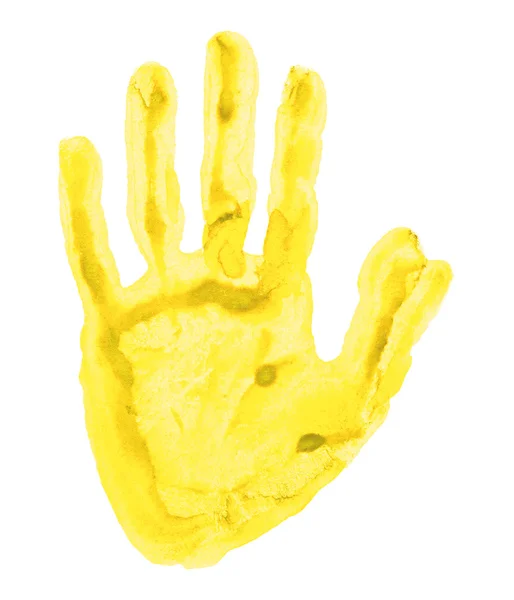 Impressão da mão amarela isolada — Fotografia de Stock