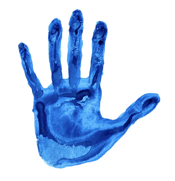 Blått håndavtrykk – stockfoto