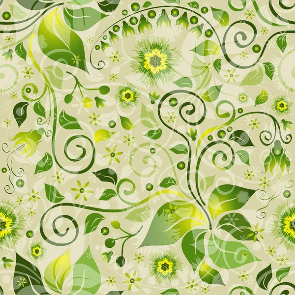 Naadloze groene bloemmotief — Stockvector