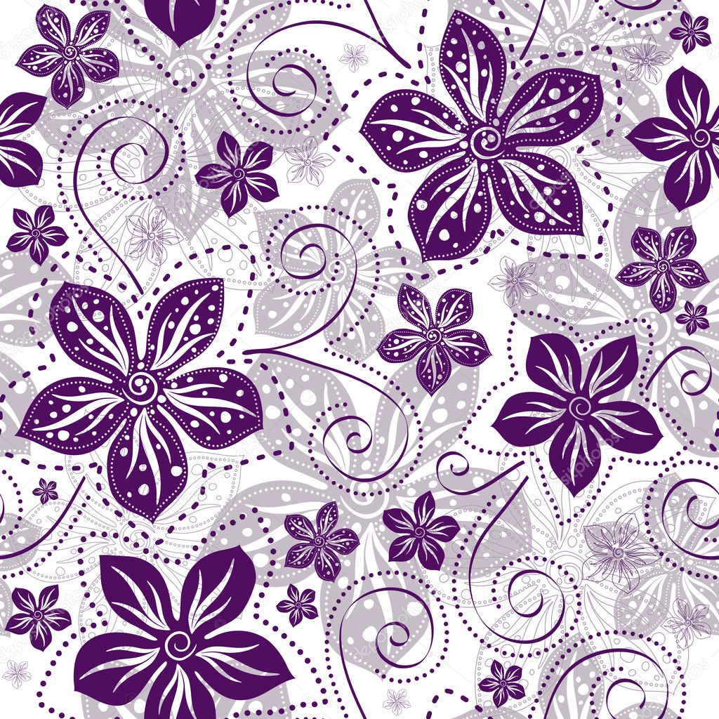 Seamless white-violet floral pattern