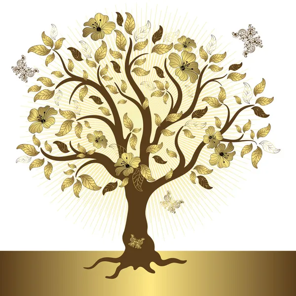 Abstract golden tree — Stock Vector