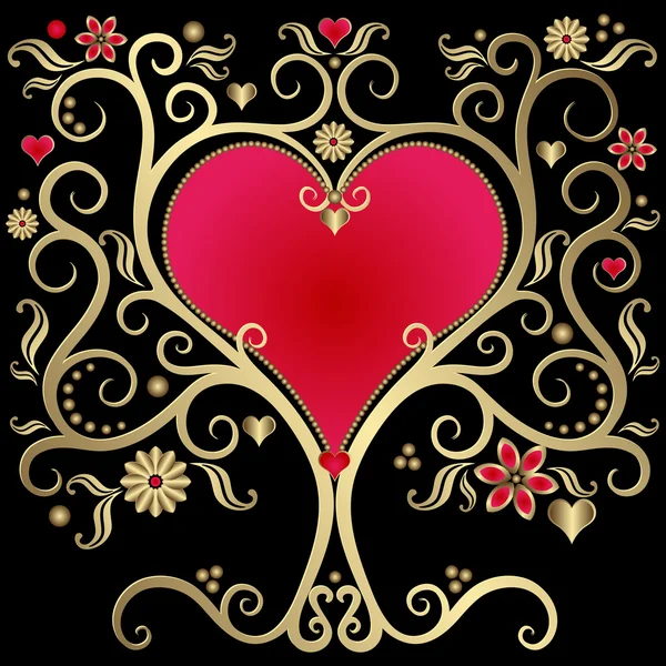 Gouden valentines frame — Stockvector