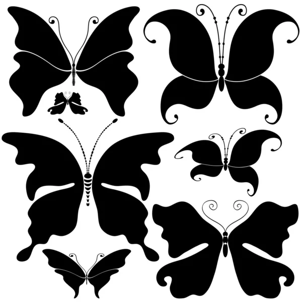 Set mariposas negras — Vector de stock