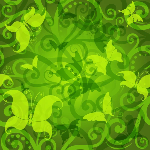 Zöld virágos mintával — Stock Vector