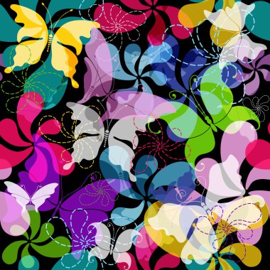 Seamless dark floral pattern clipart