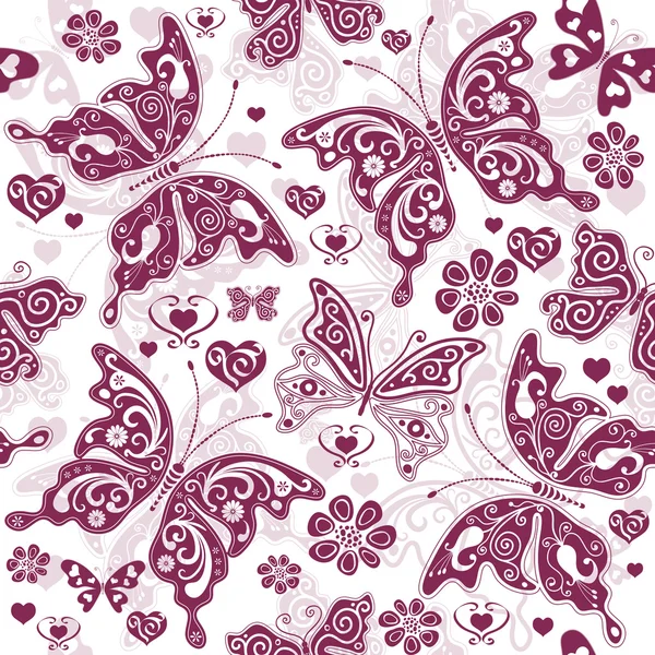 Blommiga lila valentine mönster — Stock vektor