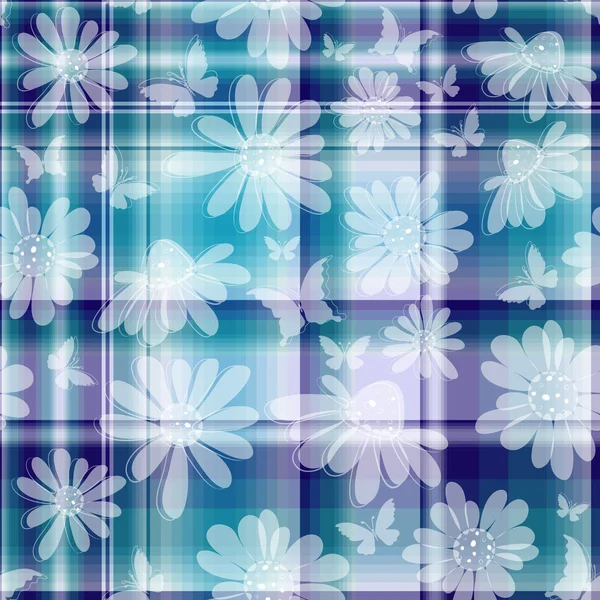 Repeating floral checkered pattern — Stock Vector