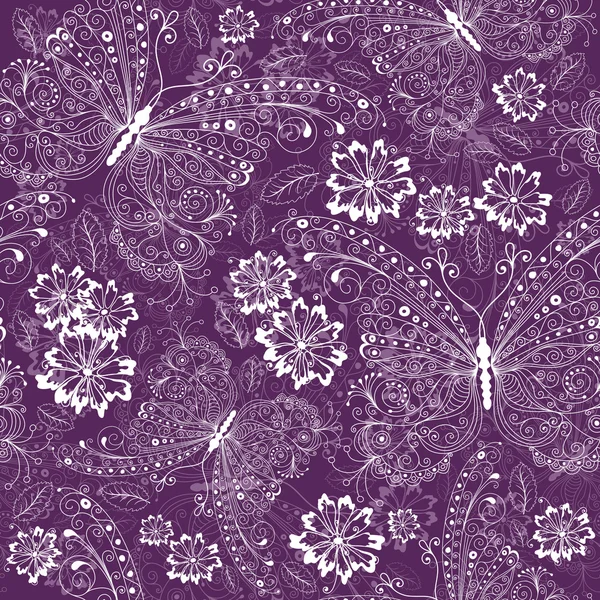 Violeta floral vintage padrão — Vetor de Stock