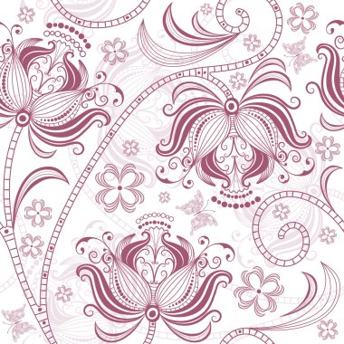 Burgundy seamless floral pattern clipart