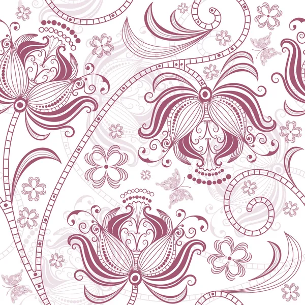 부르고뉴 원활한 꽃 패턴 — 스톡 벡터
