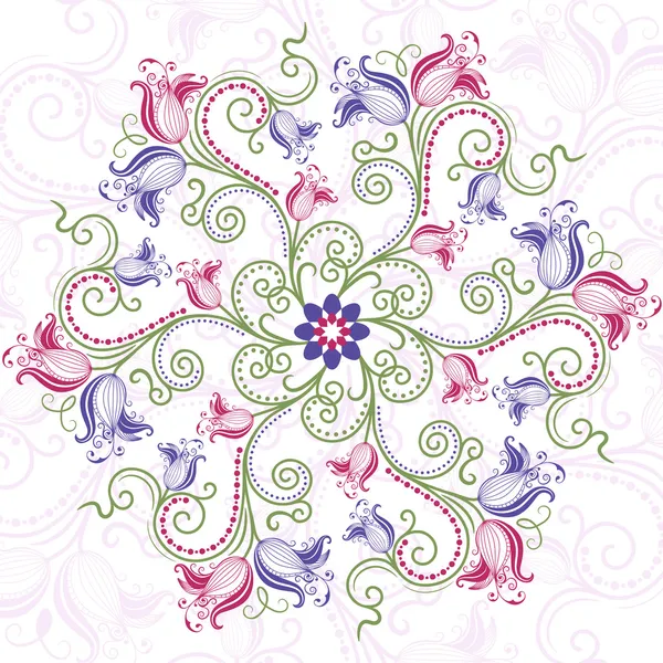 Moldura redonda floral colorida — Vetor de Stock