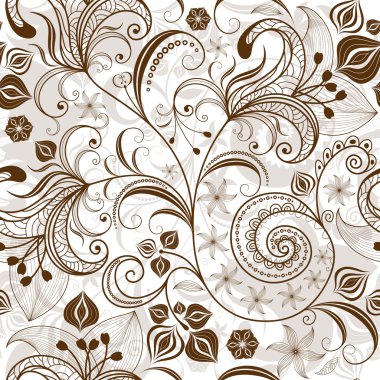 Repeating white-brown floral pattern clipart