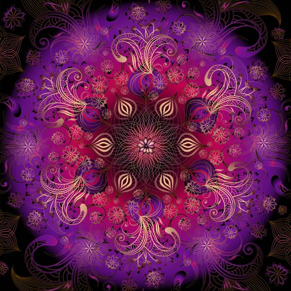 Cadre rond floral coloré — Image vectorielle