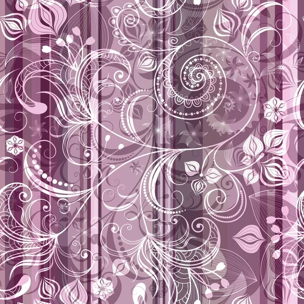 Patrón floral rosa rayado — Vector de stock
