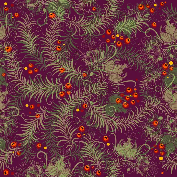 Dark purple floral seamless pattern — Stock Vector