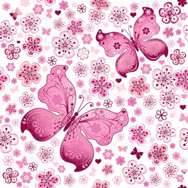 Seamless spring floral pattern clipart