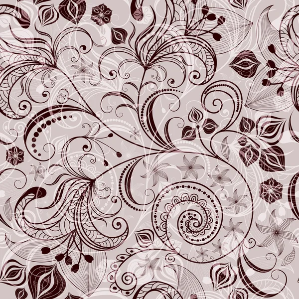 Modèle floral brun sans couture — Image vectorielle