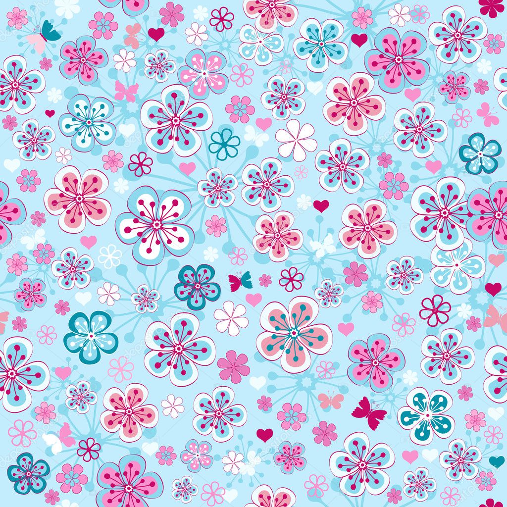 Seamless blue floral pattern — Stock Vector © OlgaDrozd #9528539