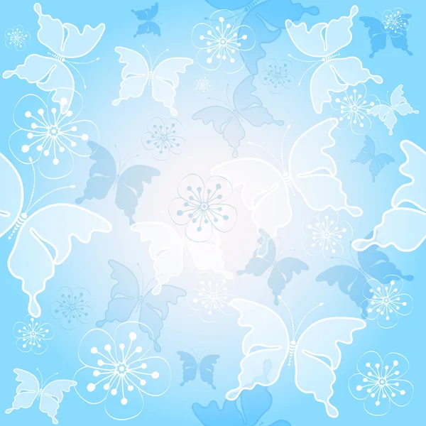 青いばねのシームレスなパターン — ストックベクタ