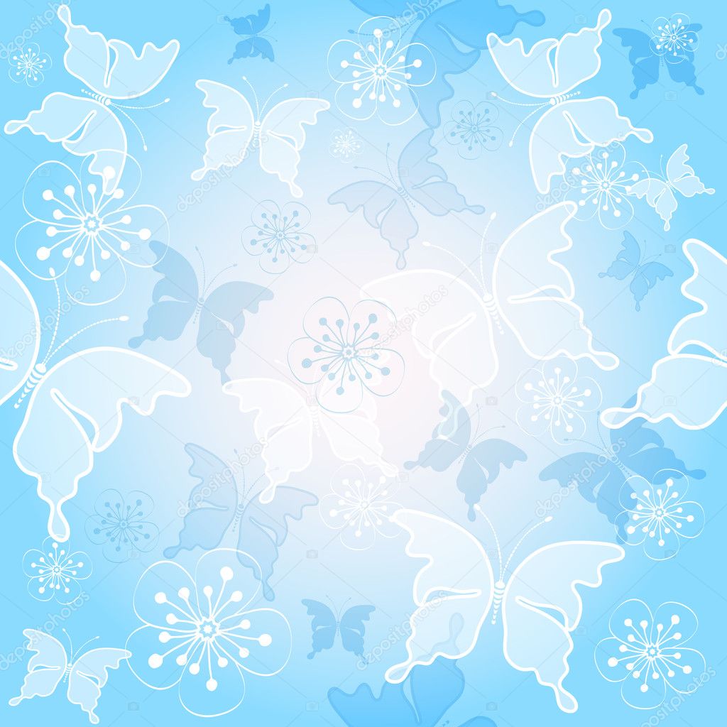 Spring blue seamless pattern