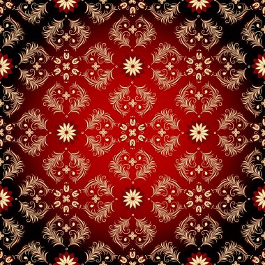 Seamless red-black-yellow vintage pattern clipart