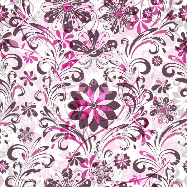 Patrón floral rosa sin costuras — Vector de stock