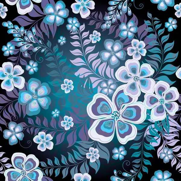 暗いシームレスな花柄 — ストックベクタ