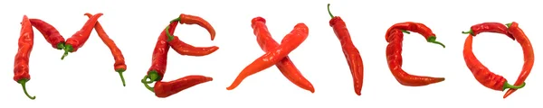 Mexico tekst bestaat uit chili peppers — Stockfoto