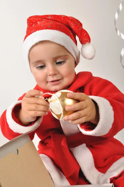 Sorridente ragazza Babbo Natale bambino — Foto Stock