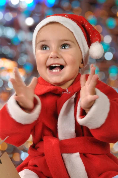Feliz Navidad aplaudiendo niña — Foto de Stock
