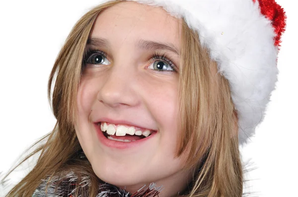 Aranyos karácsonyi lány egy léggömb — Stock Fotó
