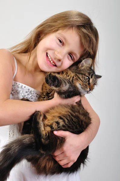 Little girl with her pet — Stock Photo, Image