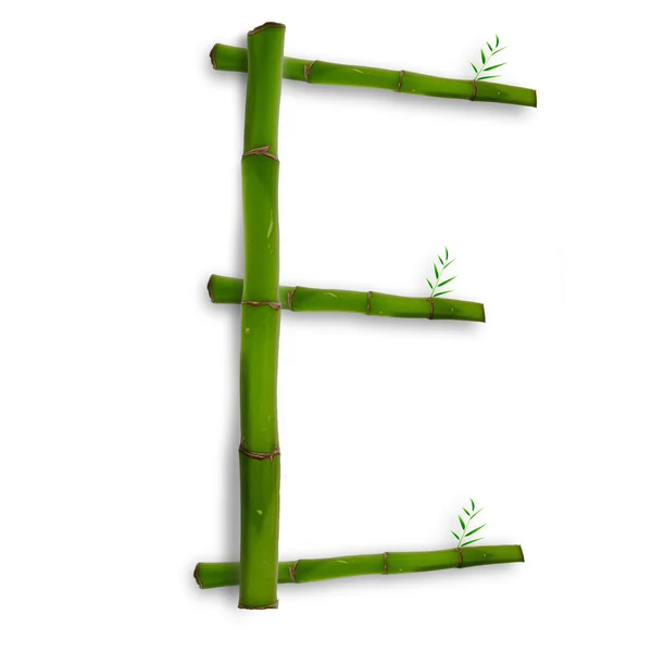 Una letra mayúscula de alfabeto de bambú con sombra sobre blanco —  Fotos de Stock