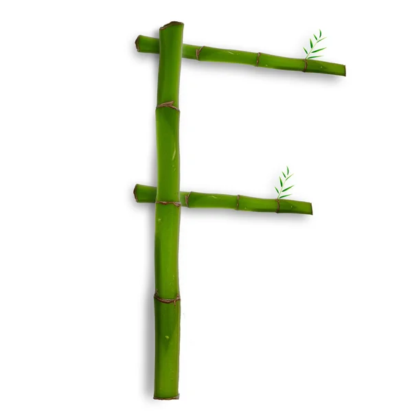 Una lettera maiuscola di alfabeto di bambù con ombra su bianco — Foto Stock