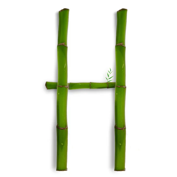 Una lettera maiuscola di alfabeto di bambù con ombra su bianco — Foto Stock