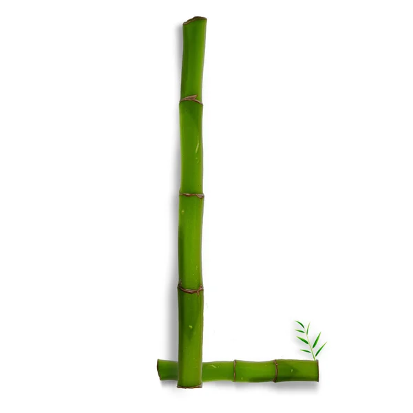 Uma letra maiúscula do alfabeto de bambu com sombra sobre branco — Fotografia de Stock