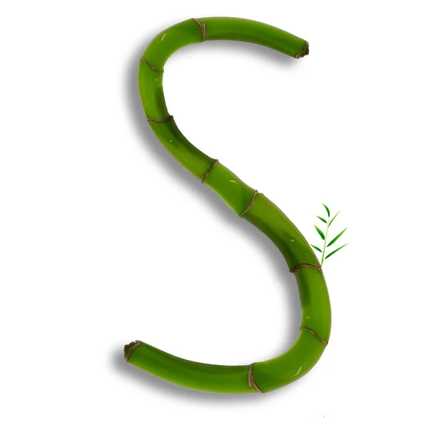 Één hoofdletter van bamboe alfabet met schaduw over Wit — Stockfoto