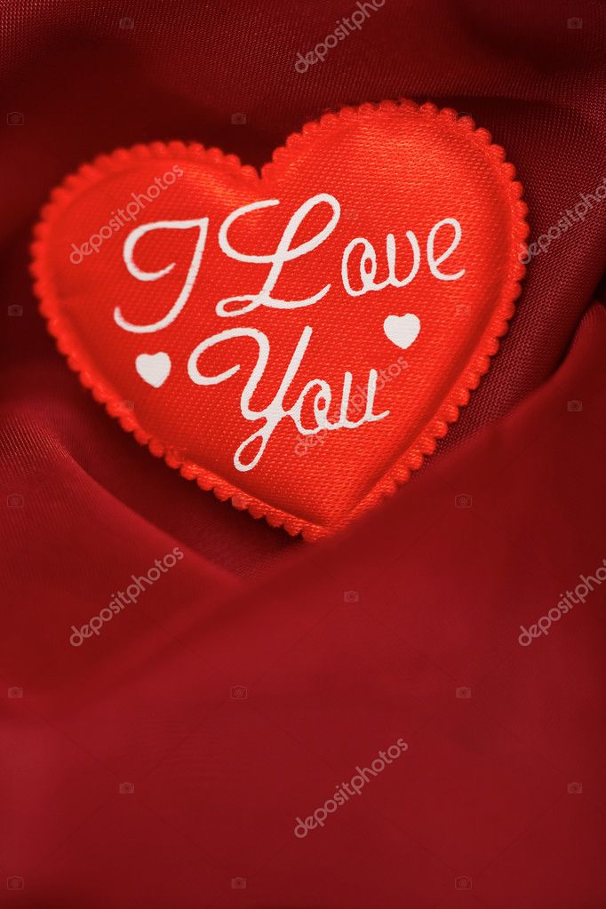 在同一个心红纺织抽象情人节背景– 图库图片