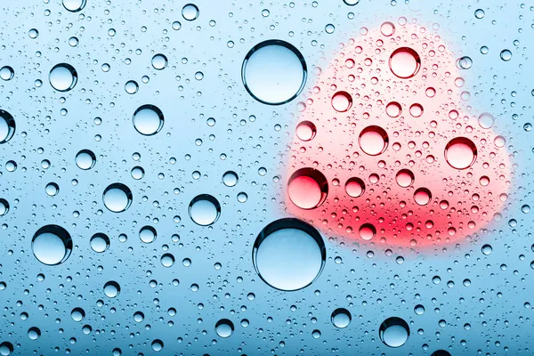 Sfondi astratti con bolle d'acqua e forma di cuore — Foto Stock