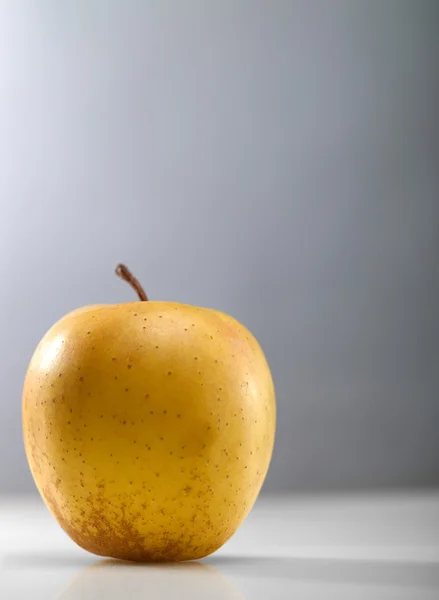 抽象的な灰色の背景に黄金のリンゴ — ストック写真